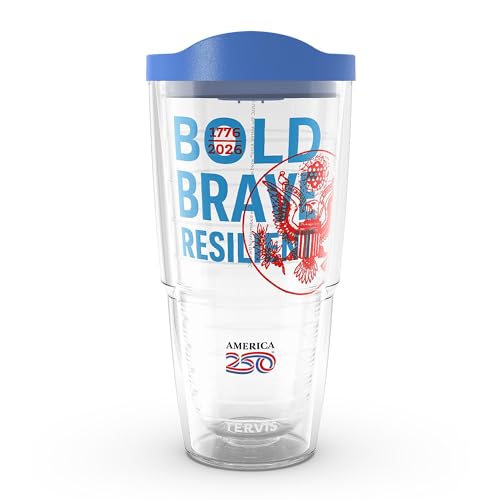 Tervis America250 – Bold, Brave, Resilient Made in USA Double Walled Insulated Tumbler Travel Cup Keeps Drinks Cold & Hot