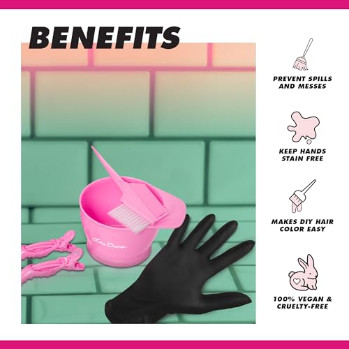 Lime Crime Unicorn Hair Color Prep Kit, 4-Piece Set - Professional Grade Hair Care Coloring Set Includes Mixing Bowl, Dye Color Brush, Pair of Gloves & 2 Hair Clips - Perfect for Bleaching & Hair Dye