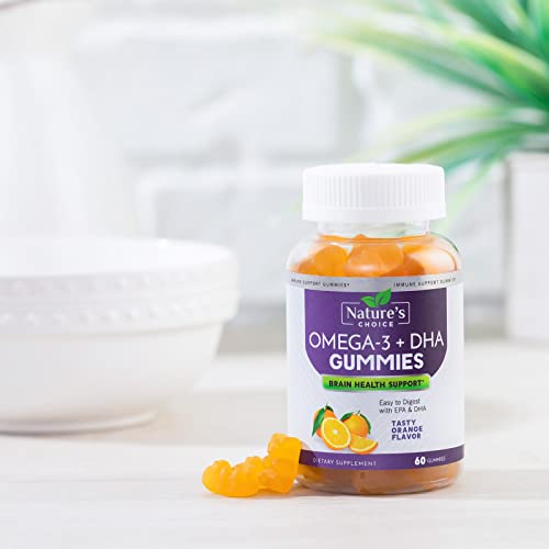 Omega 3 Fish Oil Gummies, Extra Strength Omega 3S With Dha & Epa, Heart Healthy, Joint & Brain Support, Nature's Omega 3 Fish Oil Supplement Gummy Vitamin For Men & Women, Orange Flavor - 60 Gummies #TOP5