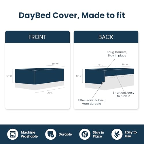 SLEEP ZONE 5 Pcs Daybed Cover Set Checkered Cotton Quilting Cozy All Season Cozy Dayebed Comforter Bedding Set with Bedskirt, Matching Shames, 75" × 39", Gray - image 2