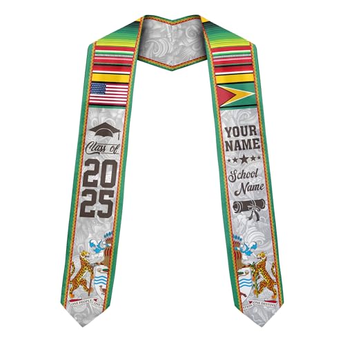 MonkeyVan Custom Guyana Graduation Sash Custom Flag Graduation Stole Guyana Flag Graduation Sash Guyana Stole Graduation 2025 Gya3