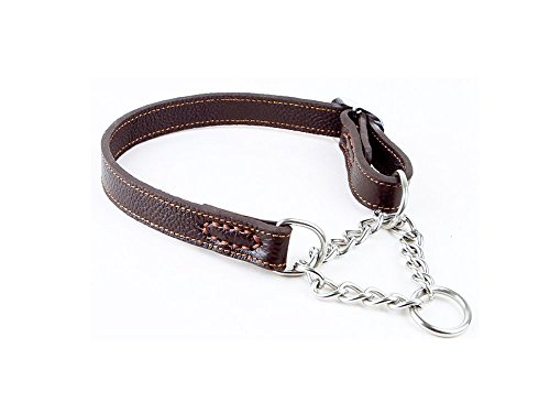 Strimm Hund Leder Kettenhalsband Kettenwürger Zughalsband mit Karabiner aus Edelstahl für Mittel Große Hund Cover