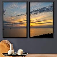 2 Piece Framed Canvas Wall Art Sunset Canvas Prints Home Artwork Decoration for Living Room,Bedroom - 16