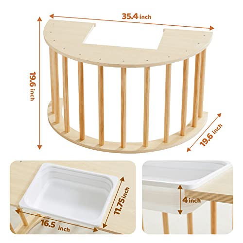 Beright 5 In1 Climbing Arch Sensory Table For Kids, Montessori Climbing Gym, Rocker Board Wooden Toy With Collapsible Storage Bin, Learning Playset #TOP1