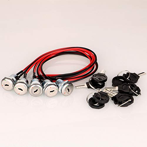 Gebildet 5 Set 12mm SPST Pre-cableado Interruptor de Llave On Off para...