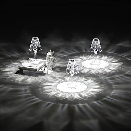 QING PU2021 Crystal Table Lamp - Romantic Led Crystal Diamond Table Lamps Touch Color Changing Light,Acrylic Rechargeable Modern Style Crystal Bedside Lamp for Bedroom, Living Room,Office,Bars,Wedding