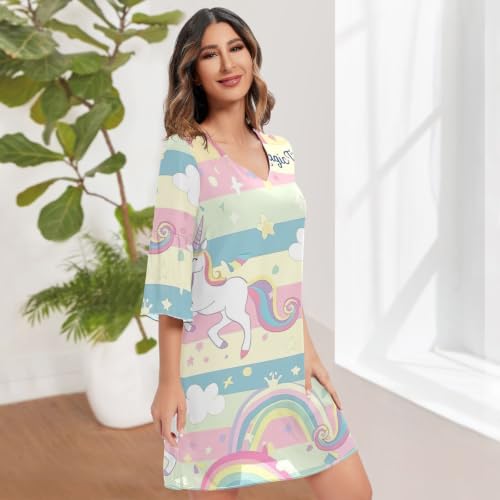 Vestido de fiesta de unicornio pastel a rayas estilo occidental para niñas 3