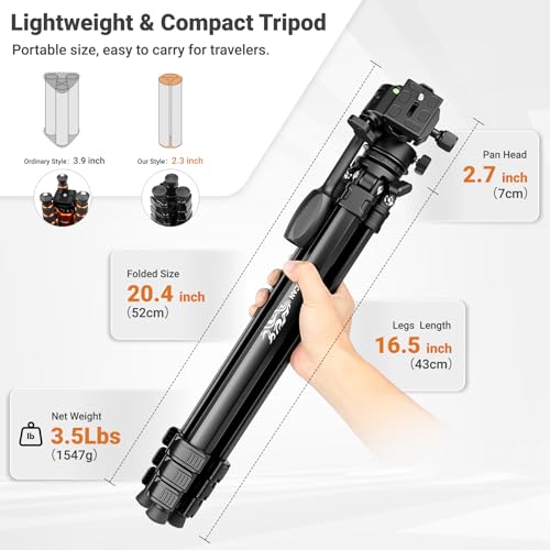 66" Travel Tripod for Camera, Aluminum Compact Tripod - Lowest price - image 2