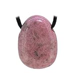 Edelstein: Rhodonit budawi® - Rhodonit Trommelstein Anhänger Kettenanhänger mit Lederband