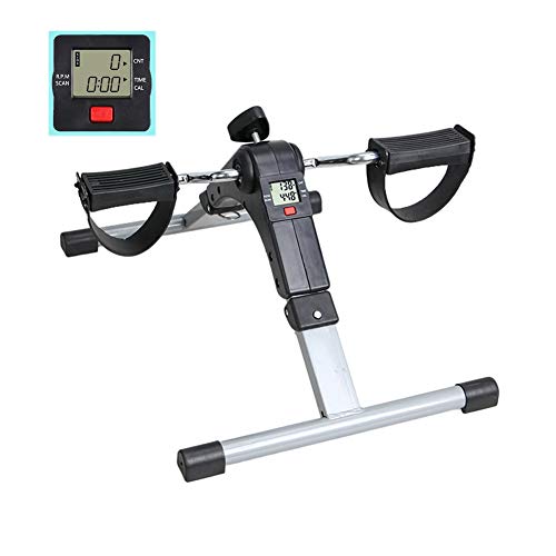 Ipalmay Pédale d'exercice pliable sous le bureau avec écran LCD, mini vélo d'appartement magnétique, exercice de récupération avec résistance réglable Cover
