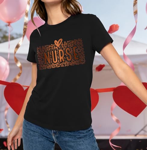 Image of Women Nurse Shirts Nursing Life Letter Short Sleeve Register Nurses Inspirational Tee