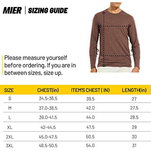 Mier Athletic Men's Performance Long-Sleeve T-Shirts Soft Crew Neck Long Sleeve Modern Fitted Crewneck Undershirts, Brown Heather, Xl #TOP6