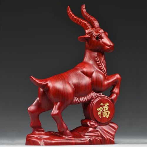 Estatua pequeña de cabra de madera Feng Shui 4.7 pulg miniatura 6