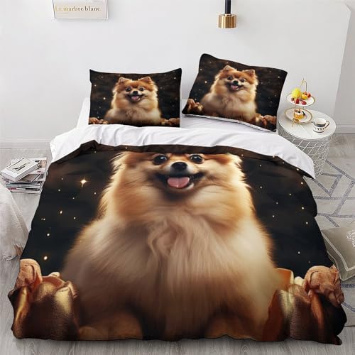 Housse de couette motif chien king size抗过敏微纤维三件套带拉链适用于儿童青少年