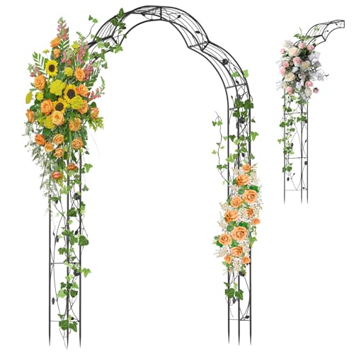 COSTWAY Arche de Jardin en Métal pour Plantes Grimpantes, Treillis de Jardin en 2 Demi-arcs Extérieur, Arche Décorative pour Mariage Fête et Cérémonie