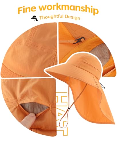 Image of Home Prefer UPF 80+ Sun Hat for Men Women Wide Brim Sun Hat with Neck Flap Summer Beach UV Protection Gardening Fishing Hat