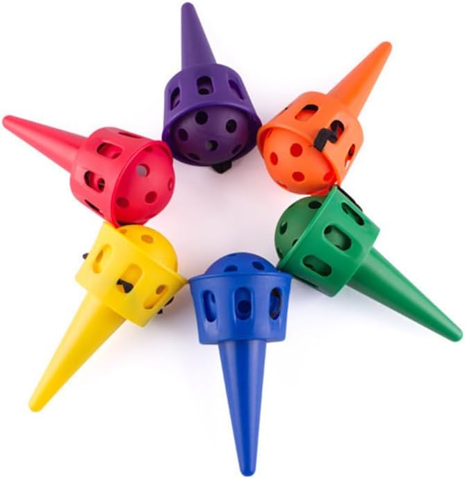 Scoop Ball Toss and Catch Game for Kids, Outdoor Activities Ball and Device Launcher Toy Set, Hand Eye Coordination Exercise Backyard Yard Games, Blue Yellow Vibrant Colors for Boys Girls (6 Sets)