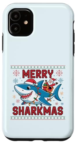 Merry Sharkmas AO[Z[^[ T^ CfBO V[N Cgt X}zP[X iPhone 11 p