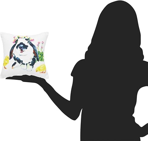 Miniatura 5 de C&F Home Almohada decorativa pequeña y pequeña de 10 x 10 pulgadas, con temática de primavera y conejito y patos, decoración para el hogar, sala de