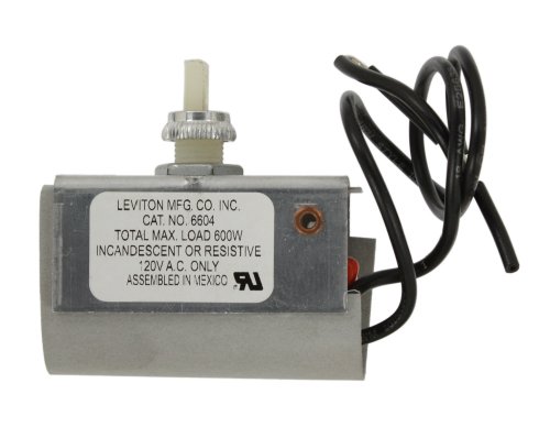 Leviton 600W Incandescent Dimmer, Single Pole, Plastic, 6604-2