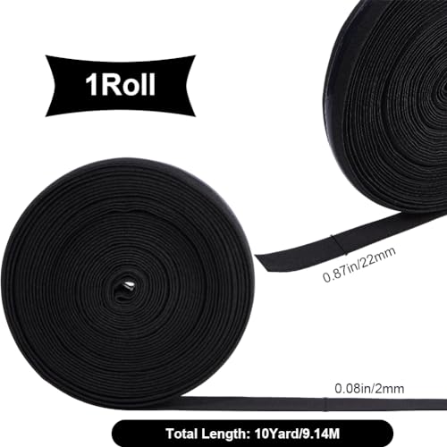 GORGECRAFT 10Yds*22mm Non-Slip Silicone Elastic Gripper Band Stretch Grip Tape Trim Ribbon Sewing Rubbers Webbing Belt Waistband Spool for Sewing Clothes Garment Crafts Sports Shorts Black - Image 2