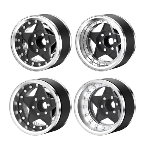 RC�r�[�h���b�N�z�C�[������ For TRX4 For TRX6 For SCX10 GEN7 8 D90 1/10 4�� �A���~ 1.9�C���` �r�[�h���b�N�z�C�[�� �����n�u �����\�I�t�Z�b�g RC�J�[�p�[�c(Black,Size1)