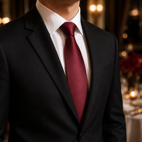 Image of WeiShang Lot 4 PCS Men's Ties Solid Color Neckties Formal Black Ties For Men