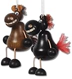 Schwingfigur Pferd Wackelaugen braun, ca. 16cm, Holz