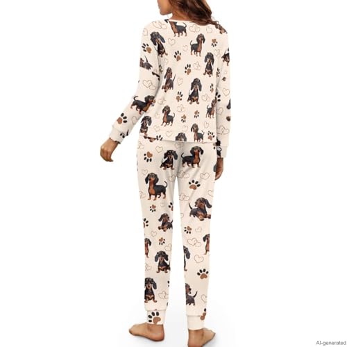 Image of Women's 2 Piece Printed Pajama Set Long Sleeve Sleepwear Set with Long Pants Casual Lounge Sets with Pocket