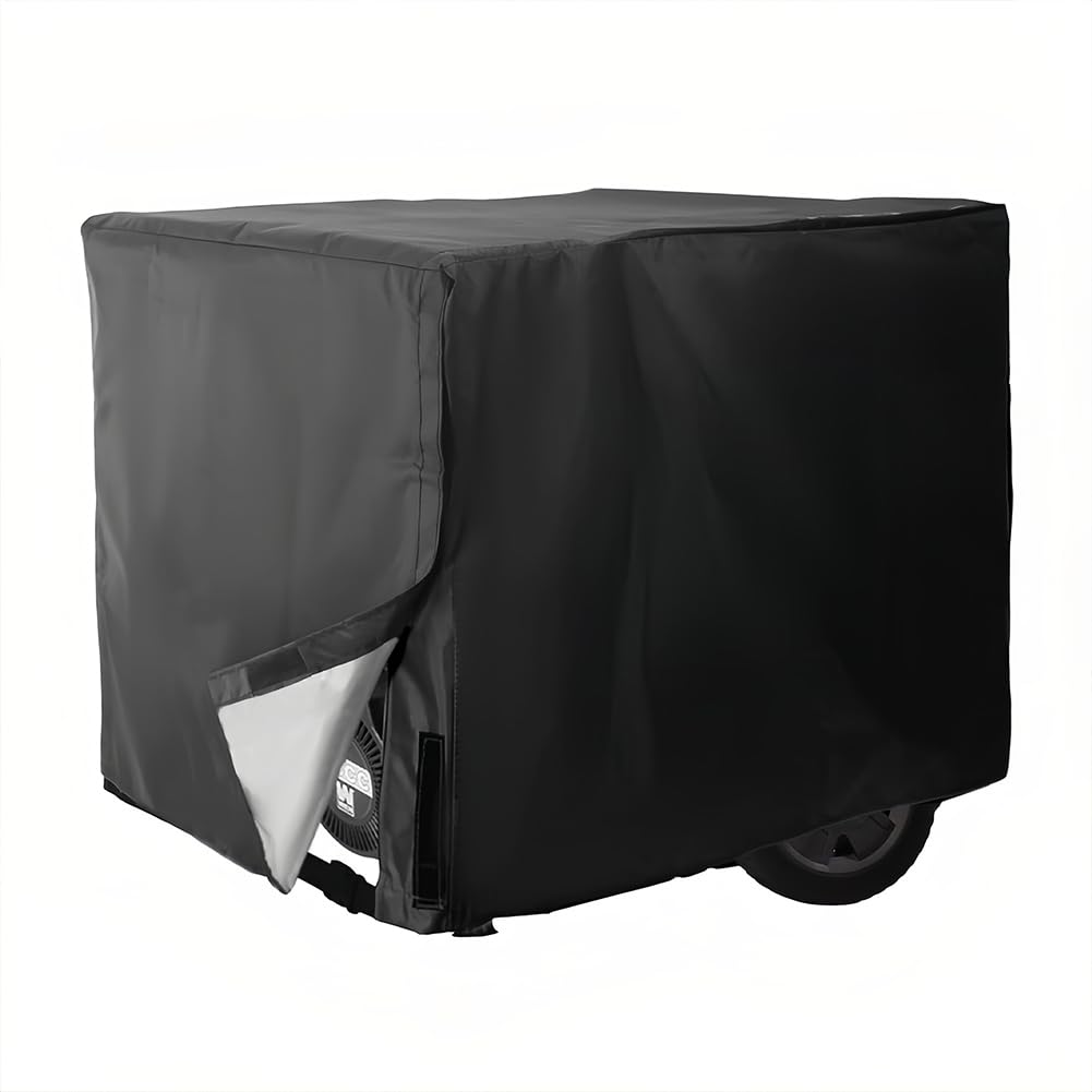 Msiud Outdoor Generator Covers, 210D Polyester Taffeta Cover with Windproof Buckle Garden Waterproof Dustproof Tear Resistant Universal Protector for Portable Generators Small Outside Equipment Black