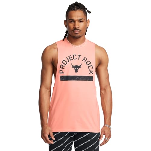 Under Armour Men's Project Rock Payoff Graphic Sleeveless T Shirt, (896) Aero Orange / / Black, X-Large