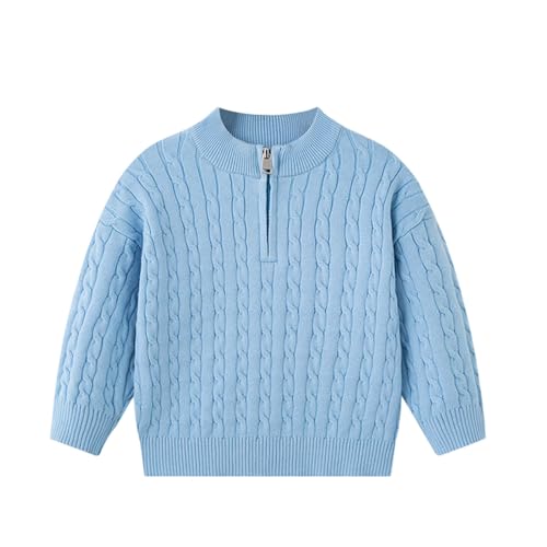 Toddler Boys Girls Half Zipper Sweater Knit Pullover Kids Autumn Winter Warm Solid Color Long Sleeve Tops 3-8 Years2