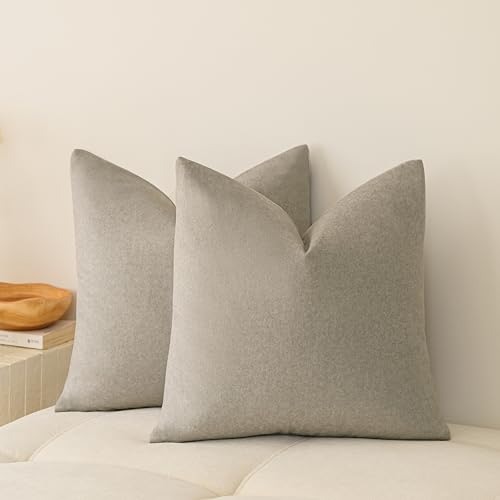 a moment Pack of 2 Light Grey Stain-Resistant Throw Pillow Covers Pet-Friendly Pillowcases Cushion Covers for Sofa Couch Bed Outdoor Waterproof 18x18 Inch
