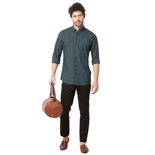 Image of KENNETH COLE New York Mens Slim Fit Cotton Spread Collar Long Sleeve Patch Pocket at Chest Casual Shirt