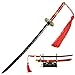 One Piece - Sandai Kitetsu de Zoro - Katana de samouraï - Coupe-papier avec fourreau et support - Épée miniature - Porte-clés, cadeau anime pour fans et collectionneurs - Rouge