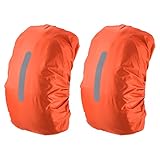 PATIKIL 15-25L Waterproof Backpack Rain Cover, 2 Pack Non-Slip Backpack Cover with Vertical Reflective Strap Stay Dry for Hiking, Camping, Hunting, XS, Orange
