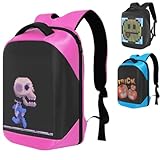 Mochila LED Personalizável Bluetooth Mochila Inteligente Display Digital para Imagens e Textos Presente Criativo para Filhos, Namorados e Amantes de Tecnologia. Ideal p Raves e p Motociclistas (Rosa)