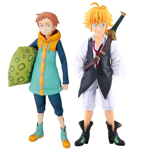 Puruuige Lot de 2 figurines Anime The Seven Deadly Sins Wrath of the Gods Figure Model Meliodas King Figure Statue PVC Seven Deadly Sins Character Action...