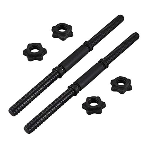 isilky 18" Threaded Dumbbell Handle Set Nonslip Dumbbell Bar Handles with Fixed Collar for Daily Workout, Black