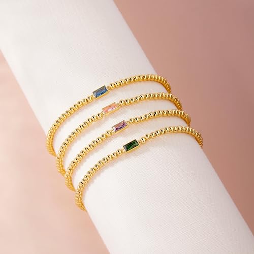 Kylie Birthstone Bracelet - Hypoallergenic 14K Gold Plated Brass - Women's Birthstone Bracelet - Custom Bead Bracelet - Personalized Jewelry - Women's Jewelry4
