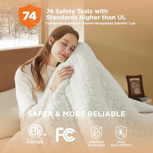 Image of Bedsure Electric Blanket Full Size - Heated Weighted Blanket Full with 6 Heat Settings, Fasting with 10 Time Settings & 8 Hours Auto-Off (72x84 inches, Ivory)