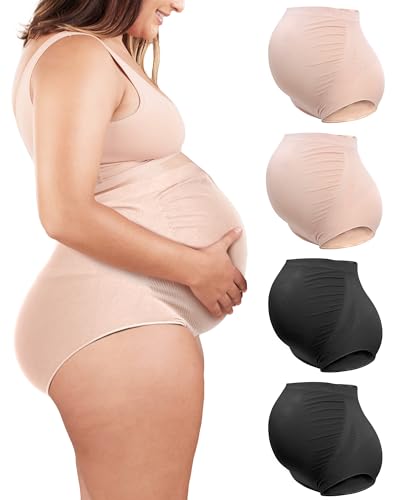 Image of Rnxrbb M-5XL 3-5 PCS Maternity Underwear Seamless Plus Size Over Bump Maternity Panties Support Clothes Cotton