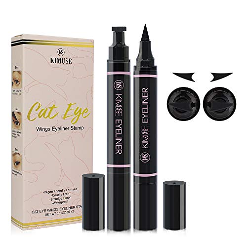 KIMUSE Eyeliner Stamp - KIMUSE 2 Pens Winged Eyeliner Stamp, Perfect Wing Cat Eye Stamp, Long Lasting Liquid Eye Liner, Waterproof & Smudgeproof Makeup, 10 mm Standard