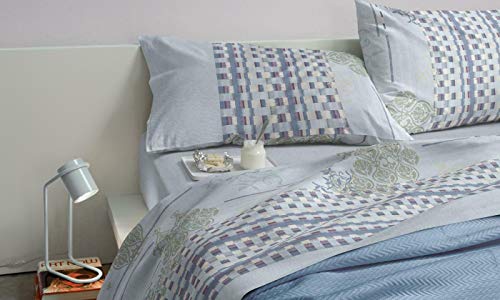 Bassetti Completo Letto Matrimoniale 2 Due PIAZZE Dream 100% Cotone Sopra + Sotto + 2 FEDERE (Matting Grigio)