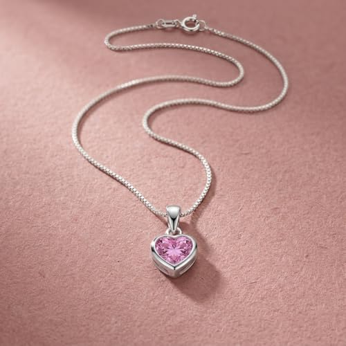 Image of Parnika 925 Sterling Silver Heart Solitaire Zircon Pendant for Women and Girls | Gift for Women n Girls | With Certificate of Authenticity | Pendant Only | Locket|