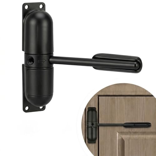 HoneSecur Safety Spring Door Closers, Adjustable Closing Hinge, Automatic Stopper Fire Rated, Convert Hinged Doors to Self Closing - Black