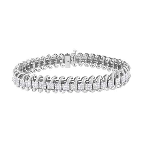 Haus of Brilliance 14K White Gold 5.0 Cttw Princess Cut Diamond 7" Invisible Set Wavy S-Link Tennis Bracelet (G-H Color, SI1-SI2 Clarity)