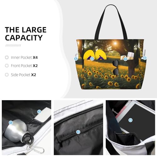 Many Sunflowers Large Capacity Waterproof Sandproof Multifunctional Beach Travel Camping Picnic Storage Bag3