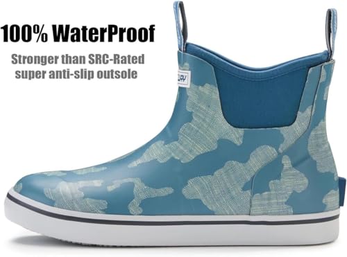 Image of SUREWAY Men's Ankle Fishing Deck Boots for Men-Waterproof,Professional Non-Slip Soles for Wet Slippery Surface,Neoprene Rubber Rain Boot /Shoes for Hunting Boating Gardening
