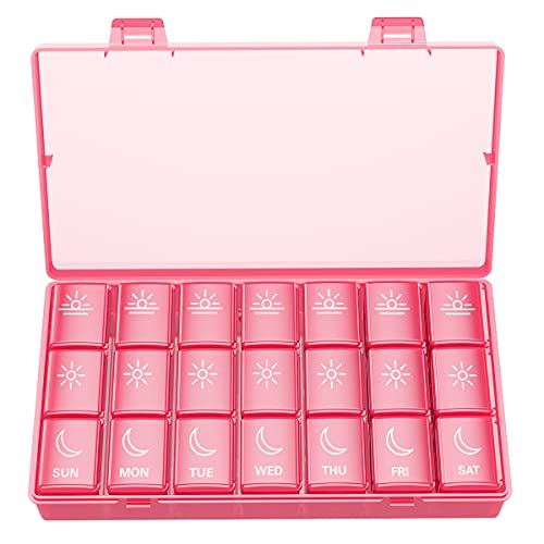 Image of BUG HULL Weekly Pill Organizer 3X a Day, Daily 7 Day Medicine Pill Organizer 3 Times a Day, Travel Pill Case Container for Vitamins, Supplements